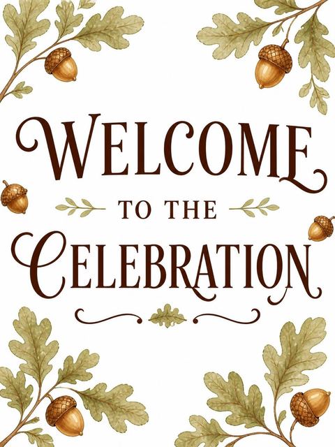 Welcome sign in the Watercolor Squirrel Acorn 5th Birthday design