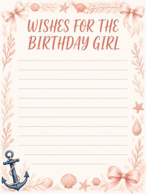 Wishes page in the Watercolor Lobster Anchor 2nd Birthday Invitation design