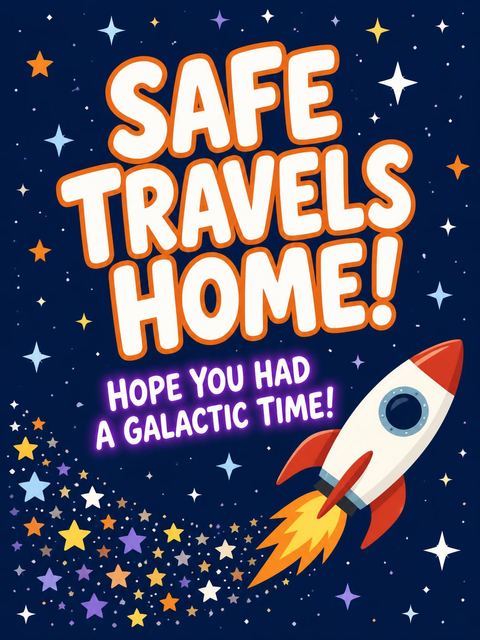 Goodbye card in the Cosmic Astronaut Galaxy 8th Birthday design