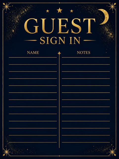 Guest sign-in sheet in the Midnight Navy Gold Star 30th Birthday design