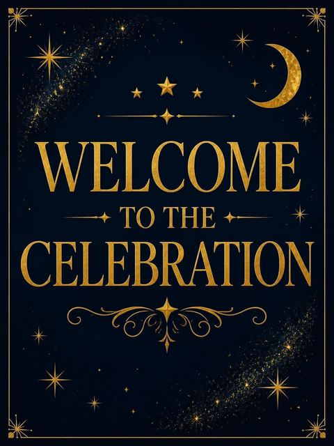 Welcome sign in the Midnight Navy Gold Star 30th Birthday design