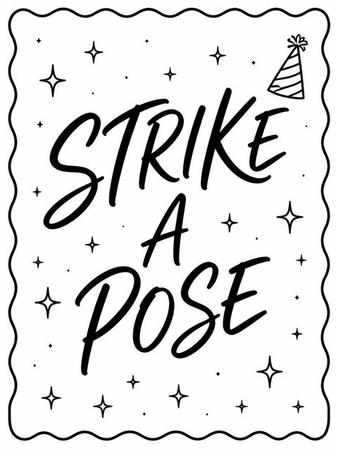 Photo-booth sign in the Black and White Scalloped 30th Birthday design