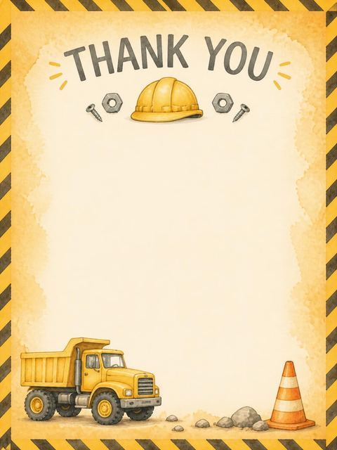 Thank-you flat in the Watercolor Construction Tools 10th Birthday design