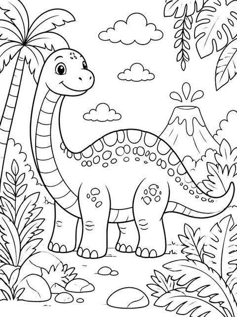 Coloring sheet in the Watercolor Dinosaur Earth Tone Baby Shower design