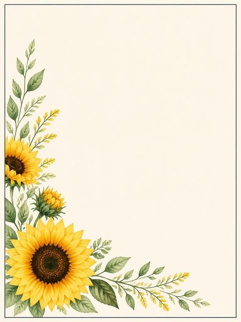 Place card in the Watercolor Sunflower Charcoal Monogram Birthday design