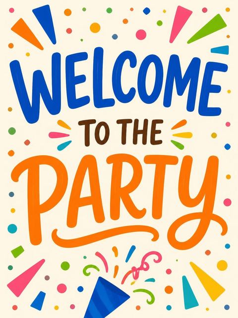 Welcome sign in the Colorful Hand-Lettered 9th Birthday Party Invitation design