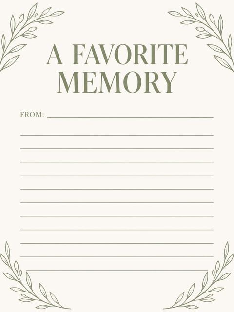 Memory card in the Cream Olive Branch Milestone Birthday design
