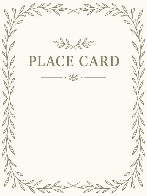 Place card in the Cream Olive Branch Milestone Birthday design
