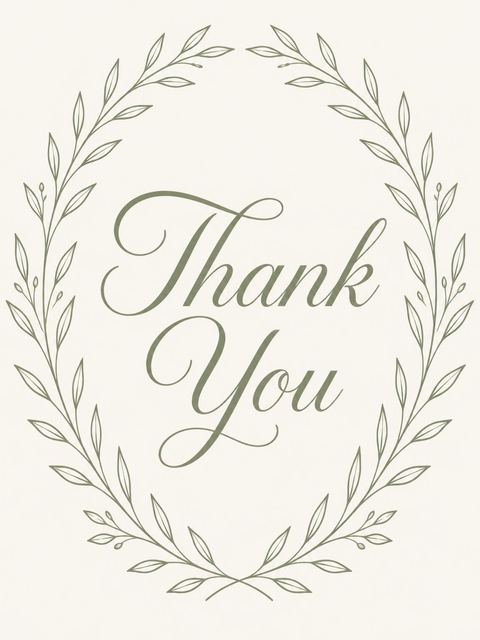 Thank-you flat in the Cream Olive Branch Milestone Birthday design