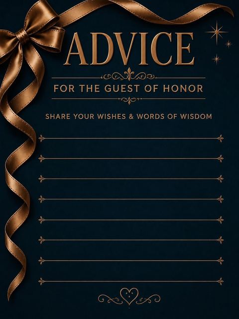 Advice card in the Navy Gold Ribbon 60th Birthday design