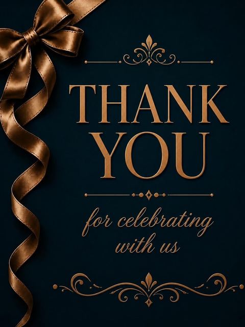 Thank-you flat in the Navy Gold Ribbon 60th Birthday design