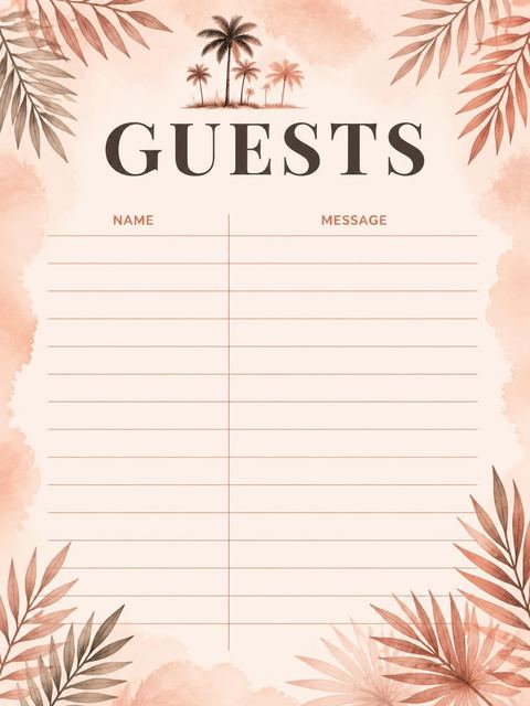 Guest sign-in sheet in the Tropical 3rd Birthday Invitation design