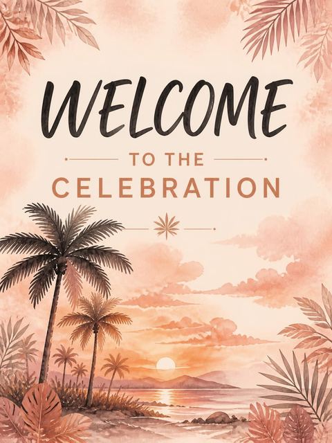 Welcome sign in the Tropical 3rd Birthday Invitation design