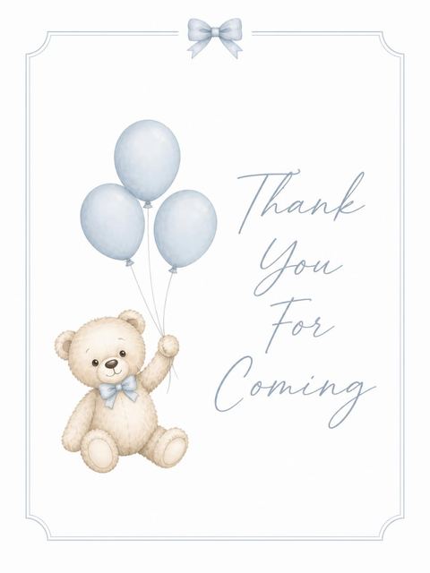 Thank-you flat in the Sweet Teddy Bear First Birthday Invitation design