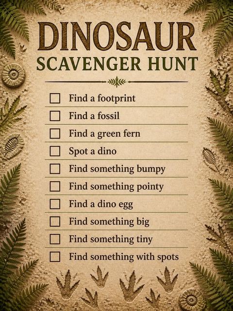 Scavenger hunt in the Stone Fossil Print 3rd Birthday design
