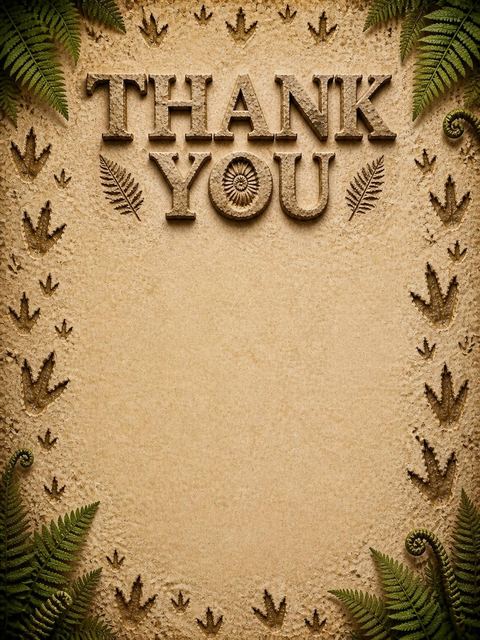 Thank-you flat in the Stone Fossil Print 3rd Birthday design