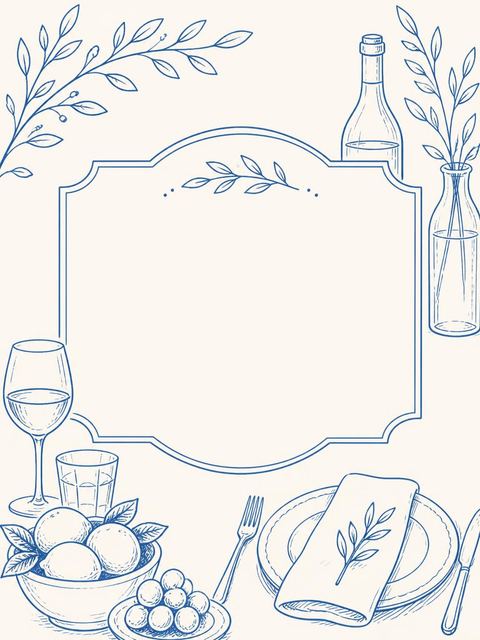 Place card in the Navy Line-Art Birthday Dinner Invitation design