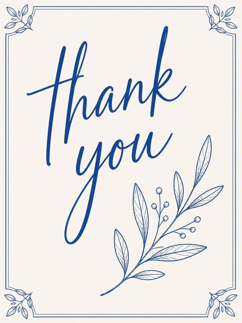 Thank-you flat in the Navy Line-Art Birthday Dinner Invitation design