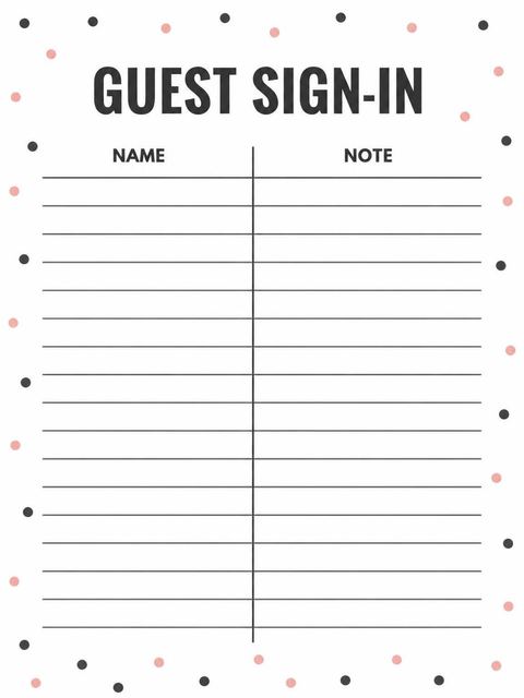 Guest sign-in sheet in the Pink Minimalist Cake 25th Birthday design