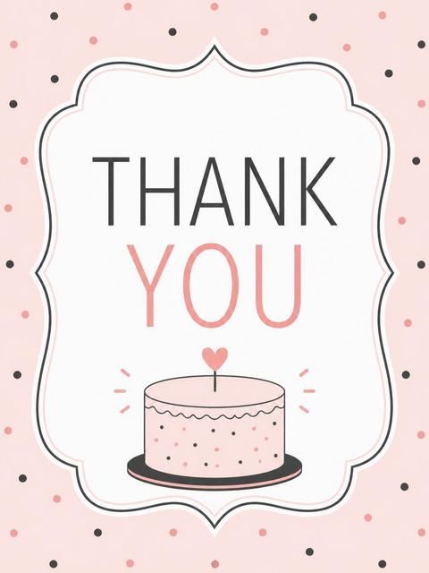 Thank-you flat in the Pink Minimalist Cake 25th Birthday design