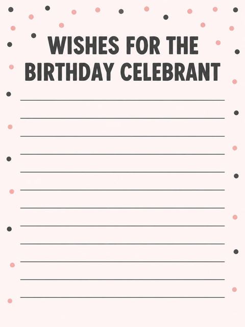 Wishes page in the Pink Minimalist Cake 25th Birthday design