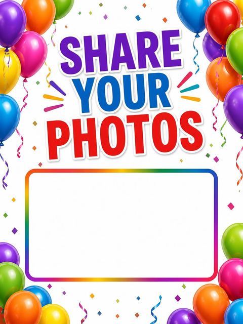 Hashtag card in the Rainbow Balloon 35th Birthday Invite design