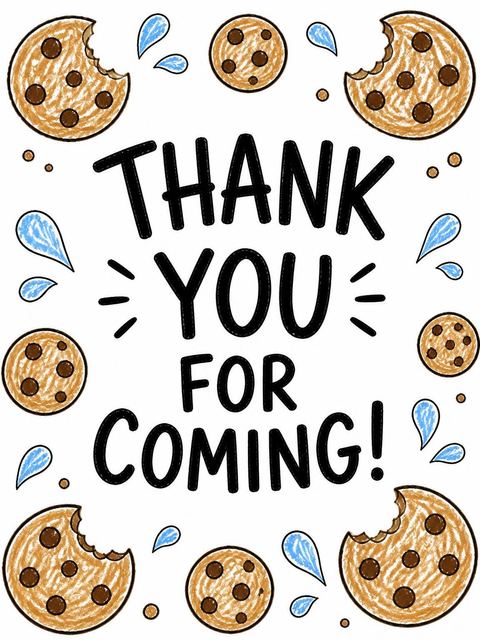 Thank-you flat in the Crayon Milk and Cookie 10th Birthday design