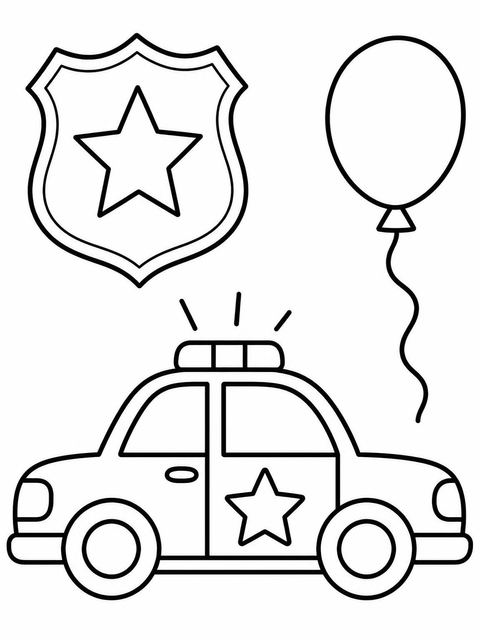 Coloring sheet in the Crayon Police Badge 2nd Birthday design