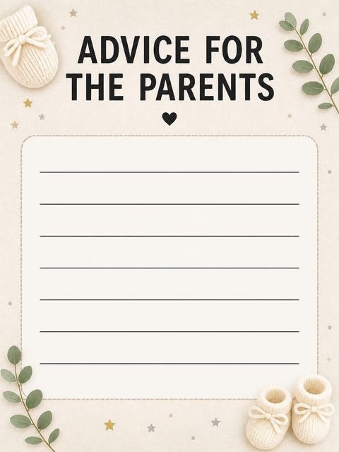 Advice card in the Grey Felt Board Baby Shower design