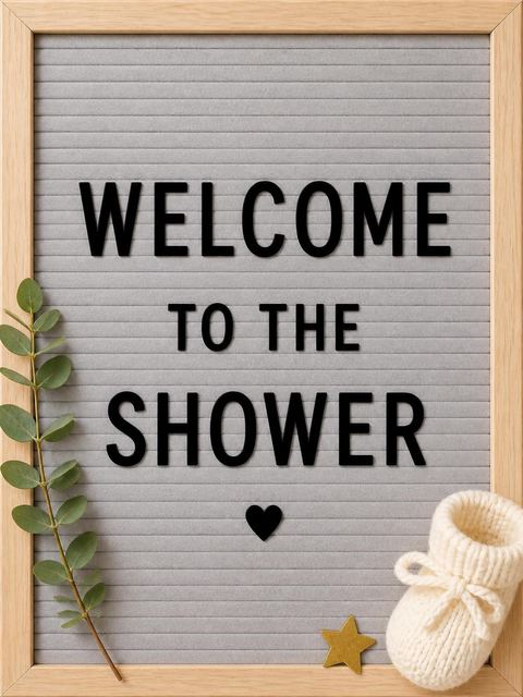 Welcome sign in the Grey Felt Board Baby Shower design