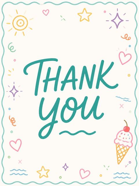 Thank-you flat in the Teal Border Pool Party 15th Birthday design