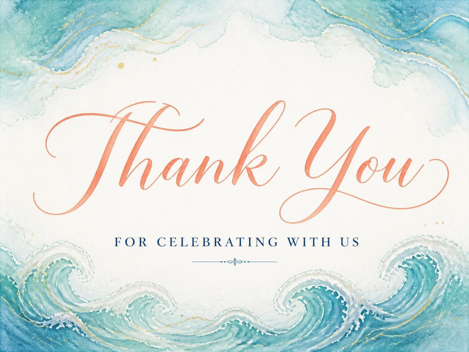 The matching thank-you card for the Teal Watercolor Pearl Baby Shower invitation