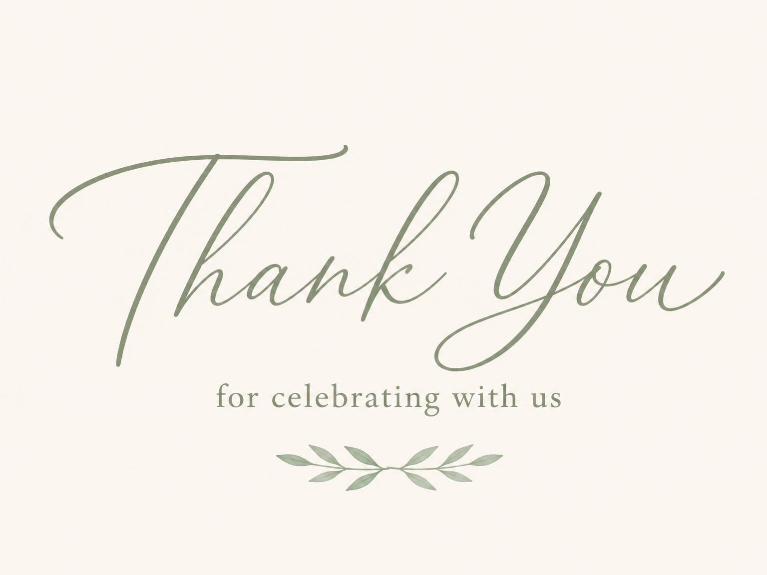 The matching thank-you card for the Sage Green Minimalist Milestone Birthday invitation
