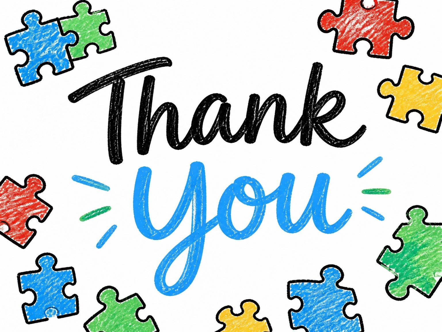 The matching thank-you card for the Crayon Puzzle Piece 9th Birthday Invitation invitation