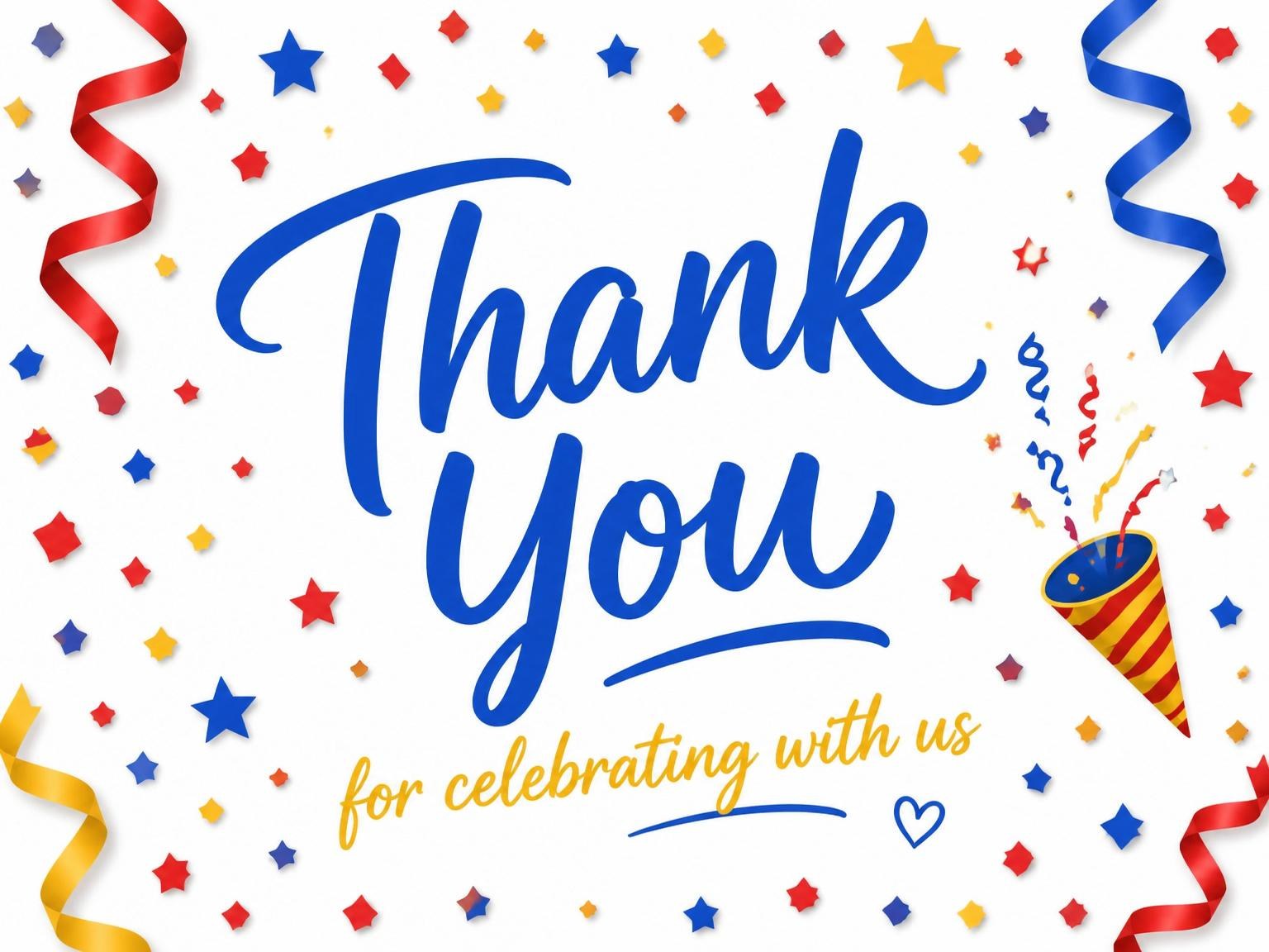 The matching thank-you card for the Confetti Star Primary 13th Birthday Invitation invitation