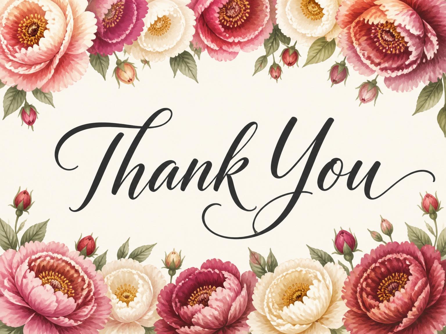 The matching thank-you card for the Dusty Rose Peony 60th Birthday invitation