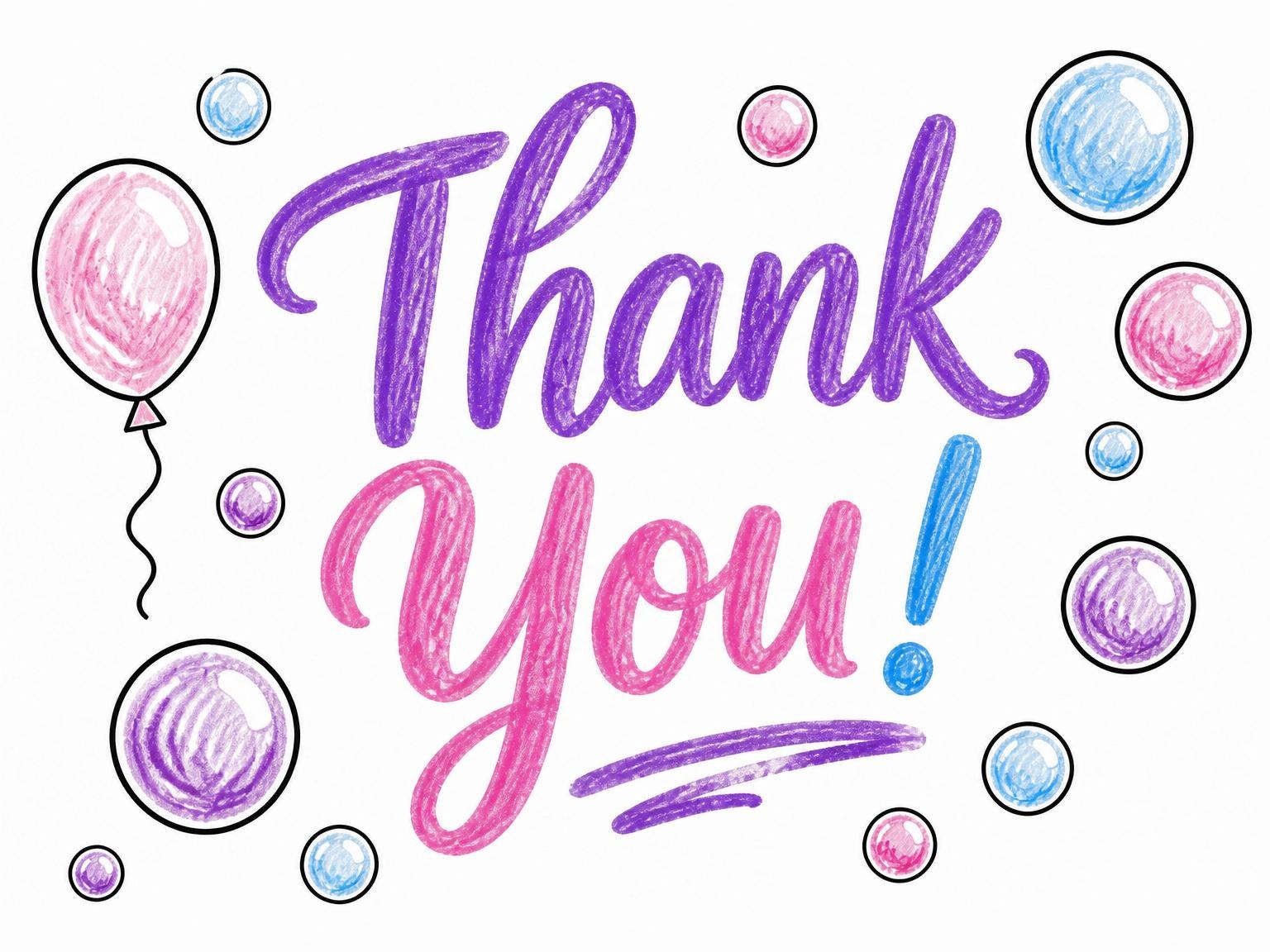 The matching thank-you card for the Crayon Sketch Bubble 8th Birthday invitation