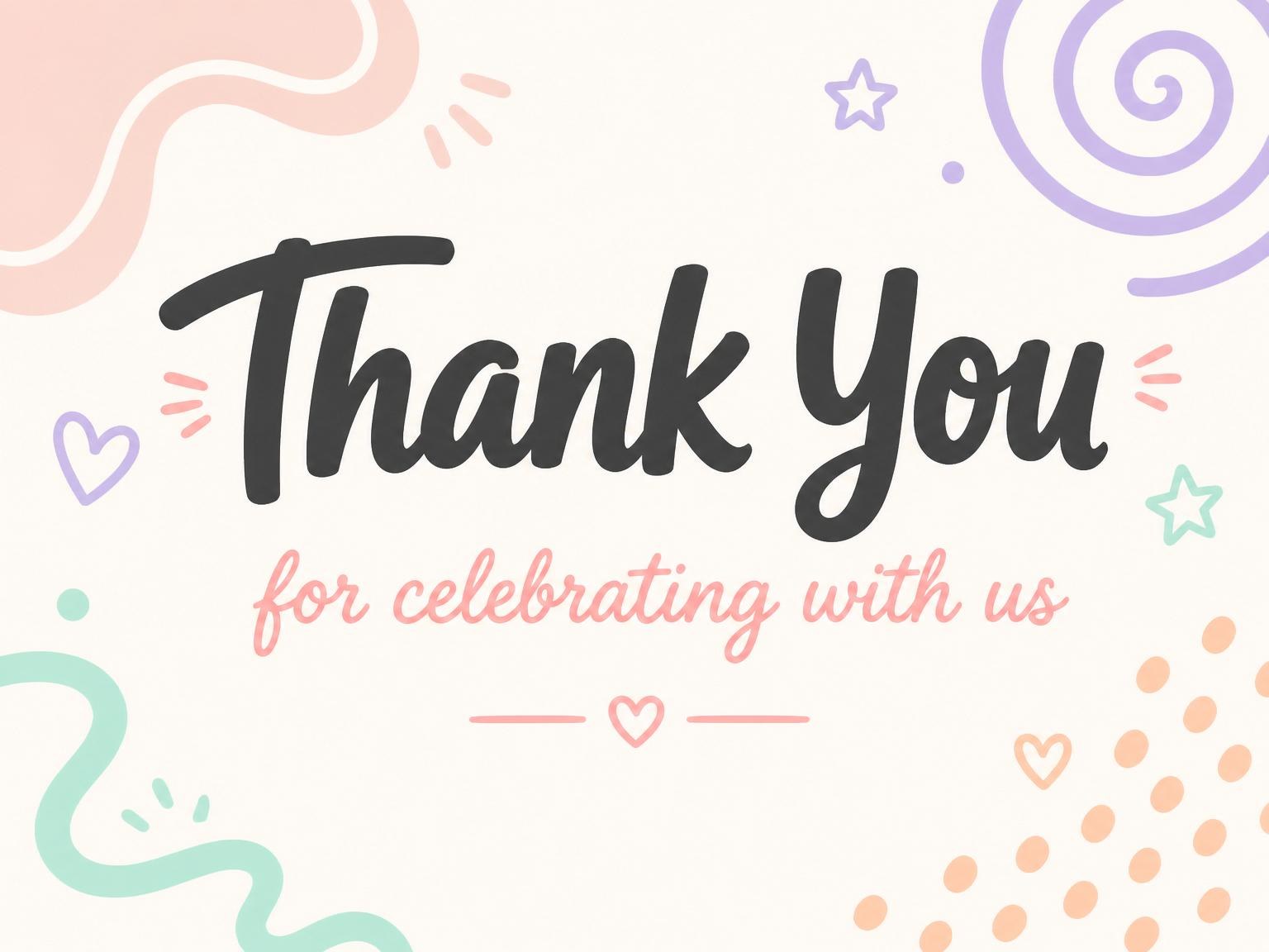 The matching thank-you card for the Pastel Shape First Birthday Invitation invitation