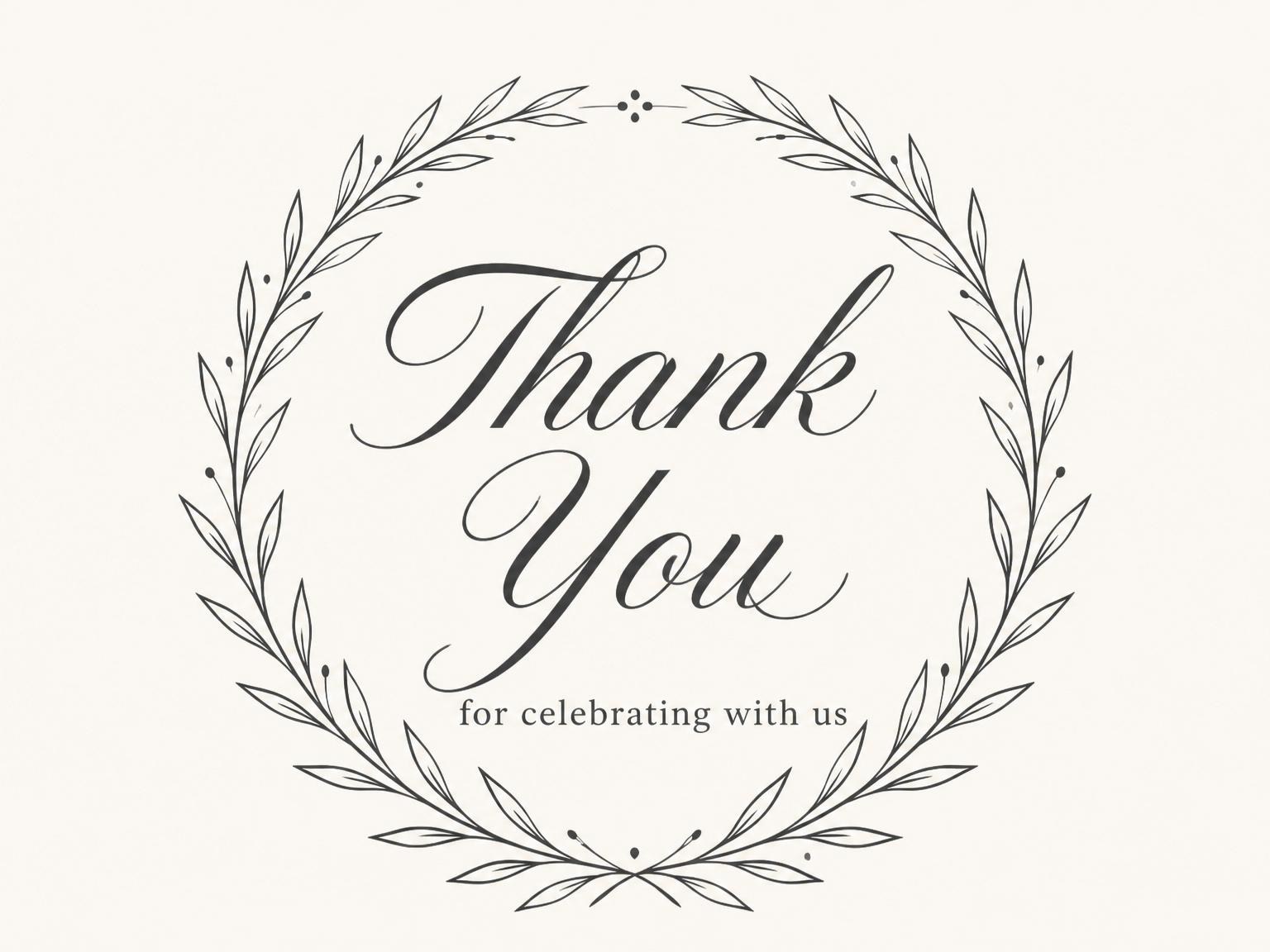 The matching thank-you card for the Cream Charcoal Olive Laurel 85th Birthday invitation