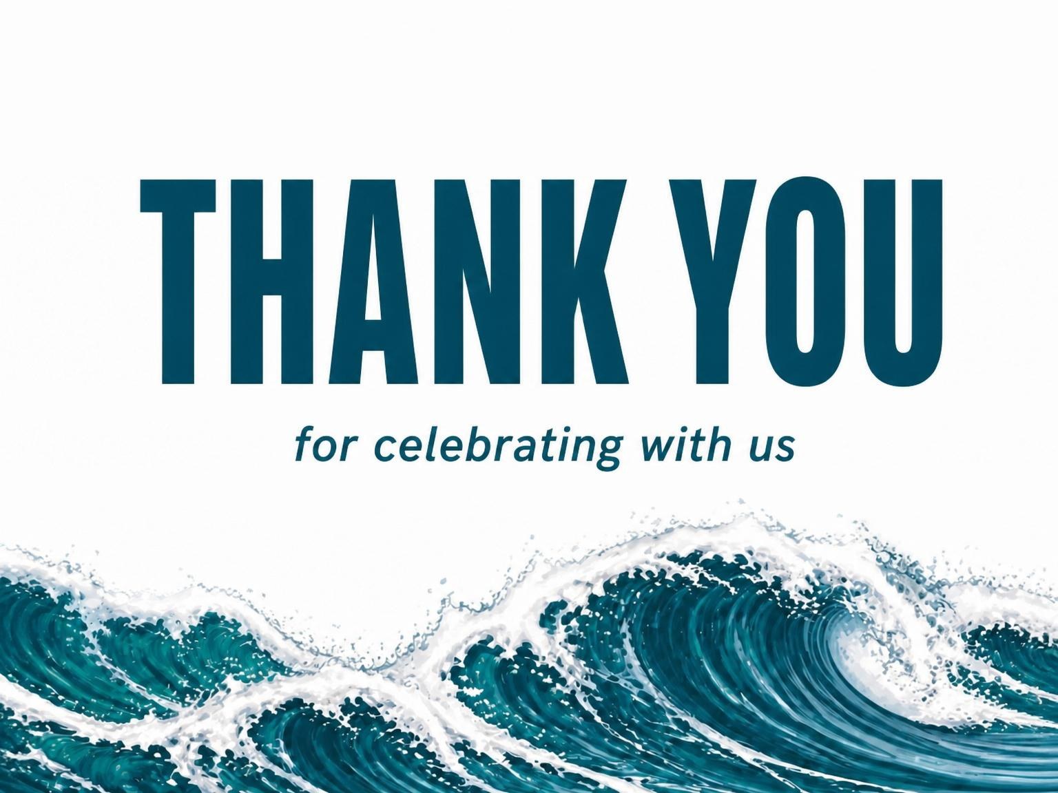The matching thank-you card for the Navy Wave Graphic Summer Party invitation