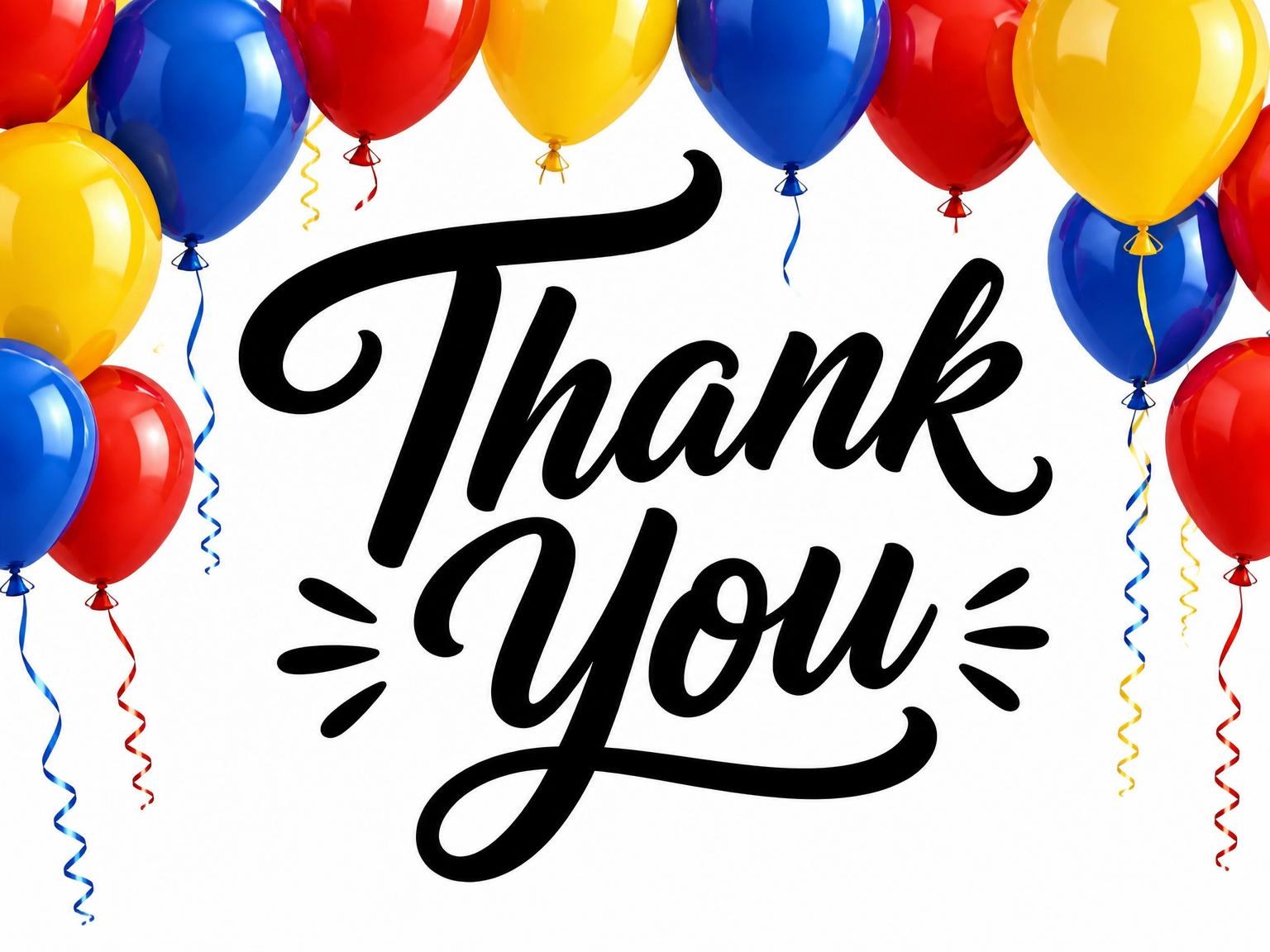 The matching thank-you card for the Primary Balloon 18th Birthday Invitation invitation