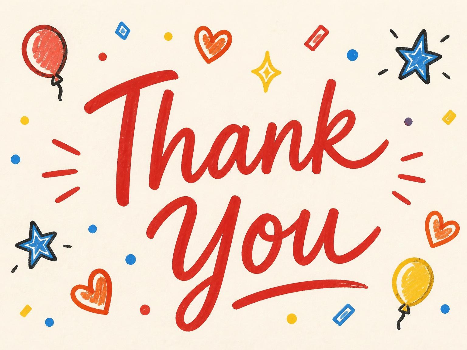 The matching thank-you card for the Doodle Motif Cream 13th Birthday Invitation invitation