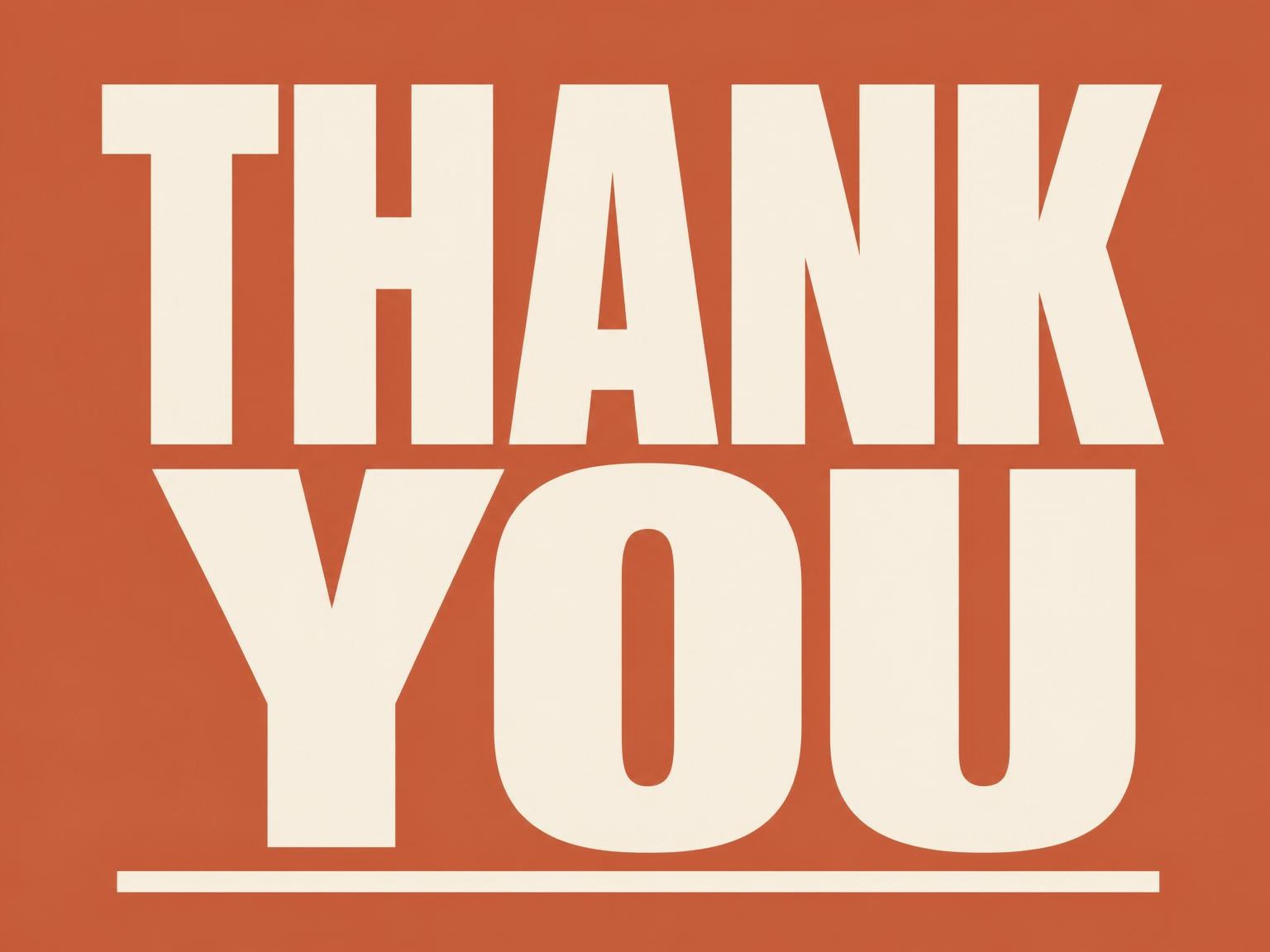 The matching thank-you card for the Burnt Orange Retro Typography 4th Birthday invitation