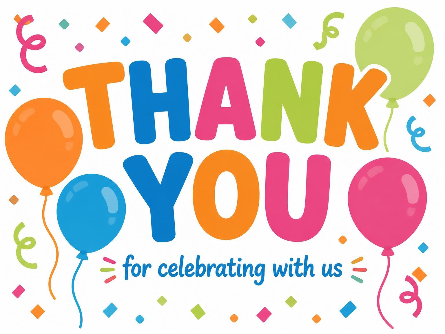 The matching thank-you card for the Primary Color Confetti 1st Birthday Invitation invitation