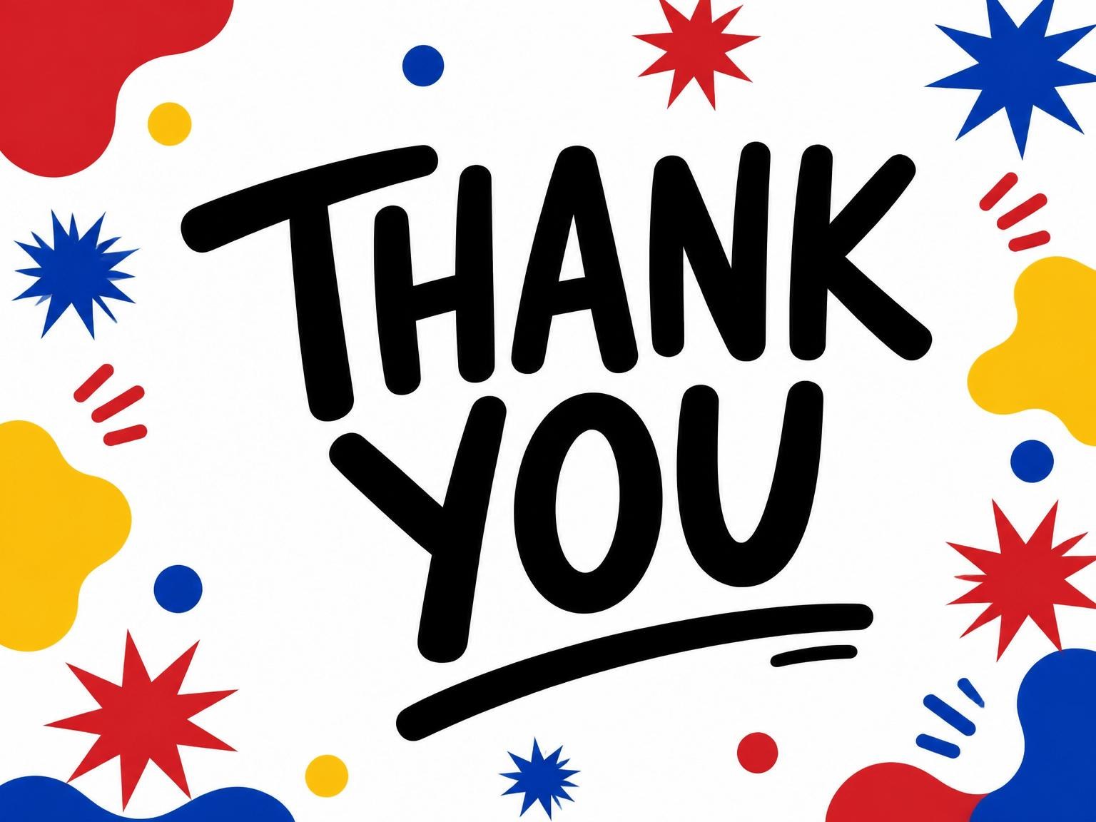 The matching thank-you card for the Primary Color Abstract Birthday Invitation invitation