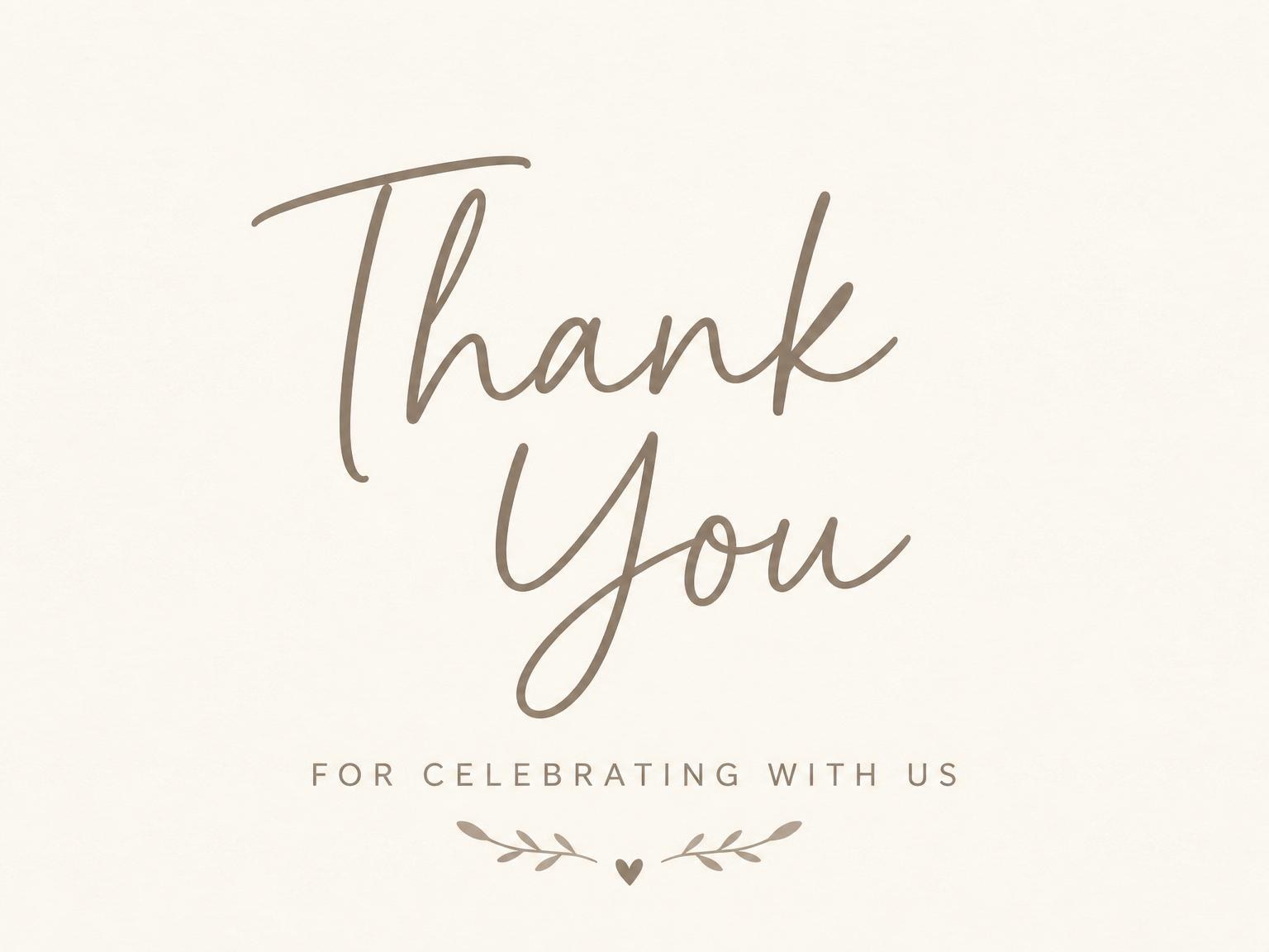 The matching thank-you card for the Cream Brown Script 2nd Birthday Invitation invitation