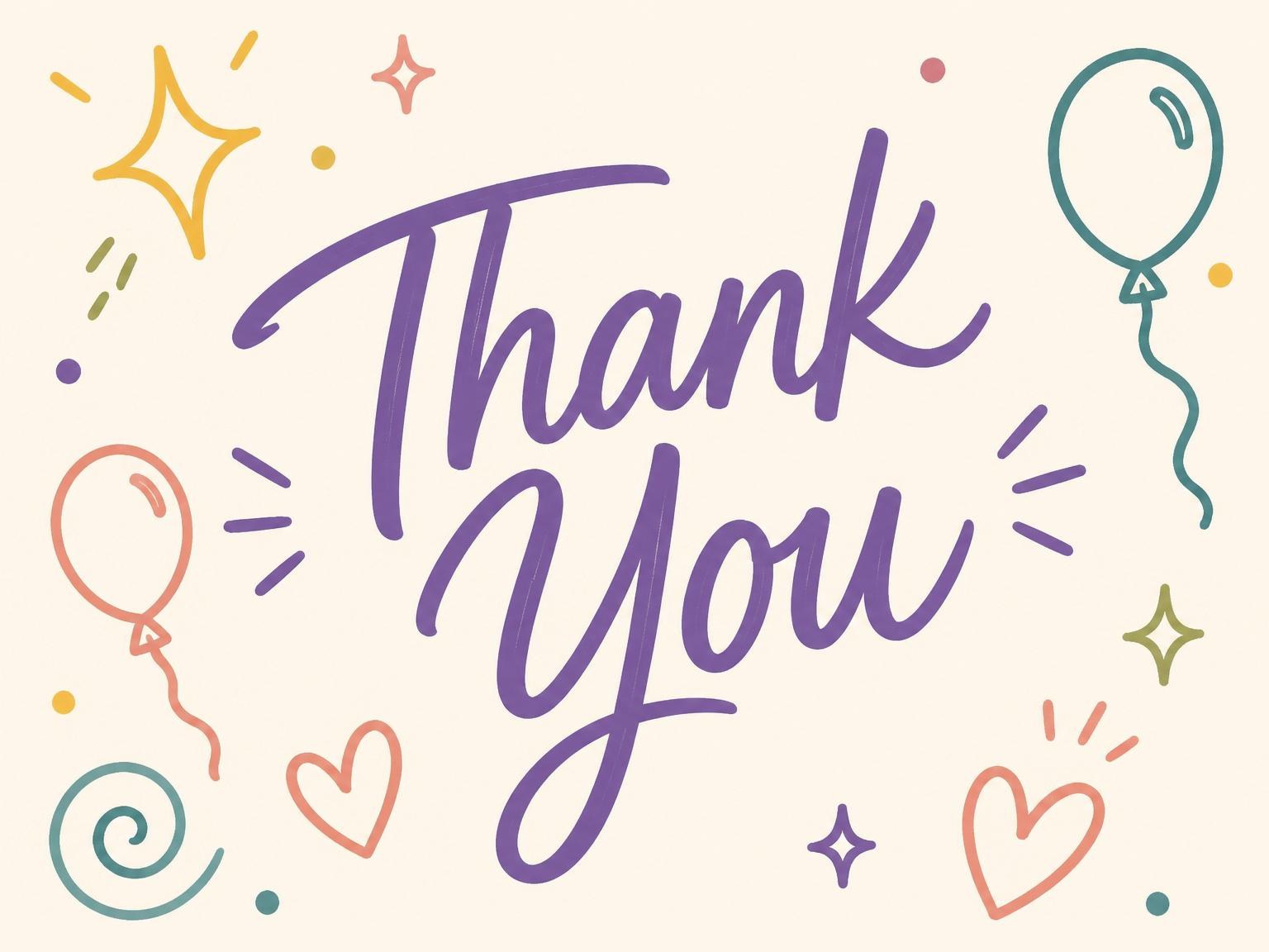 The matching thank-you card for the Colorful Doodle Motif 9th Birthday invitation