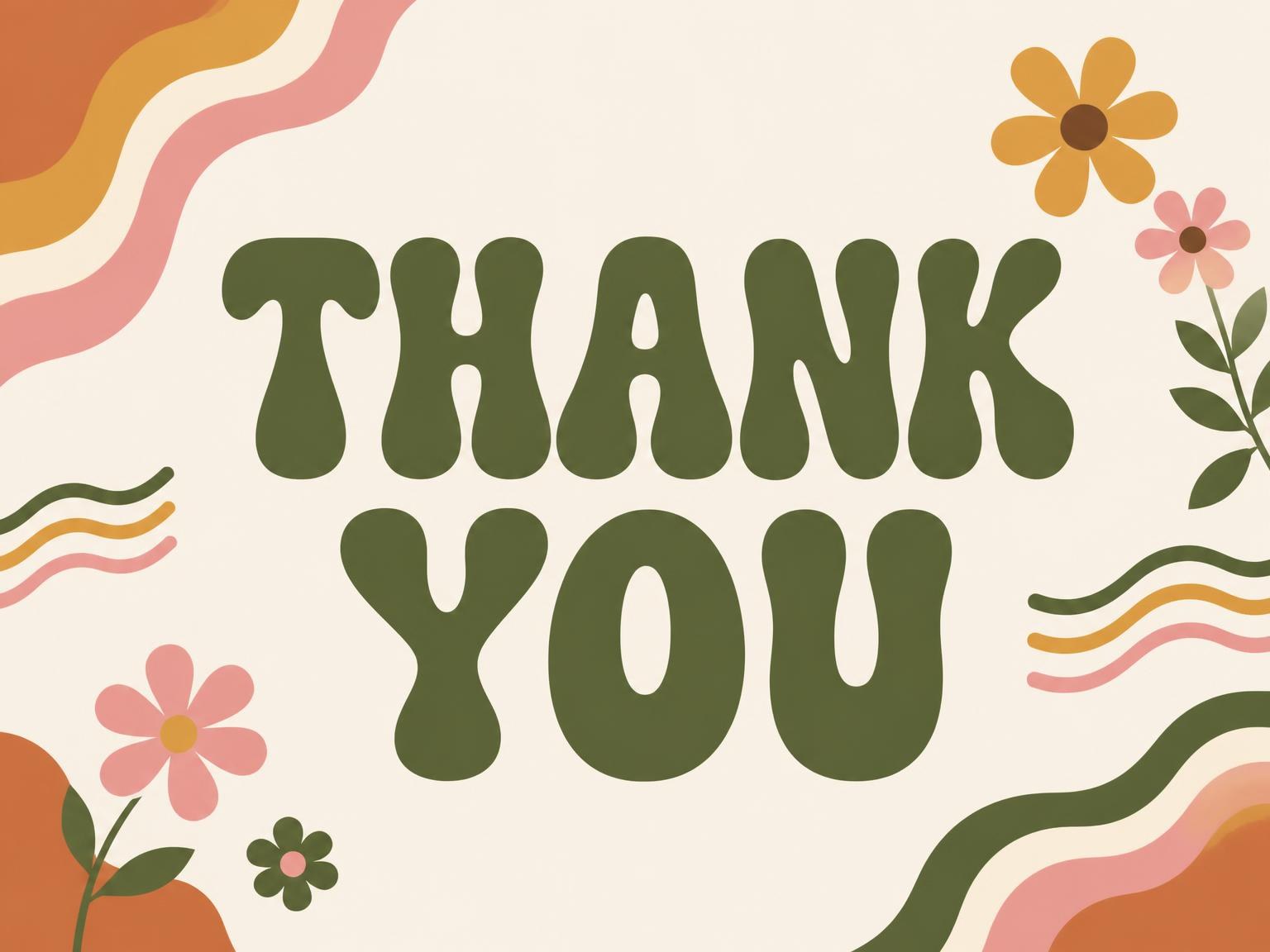 The matching thank-you card for the Groovy Retro 34th Birthday Invitation invitation