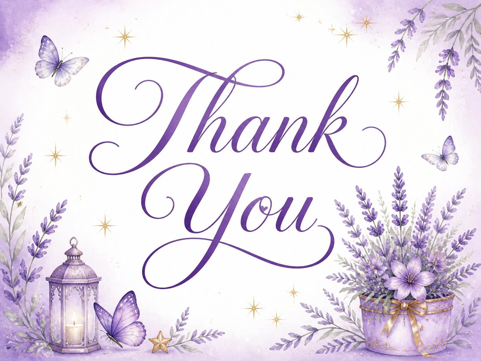 The matching thank-you card for the Lavender Butterfly Fairy 3rd Birthday invitation