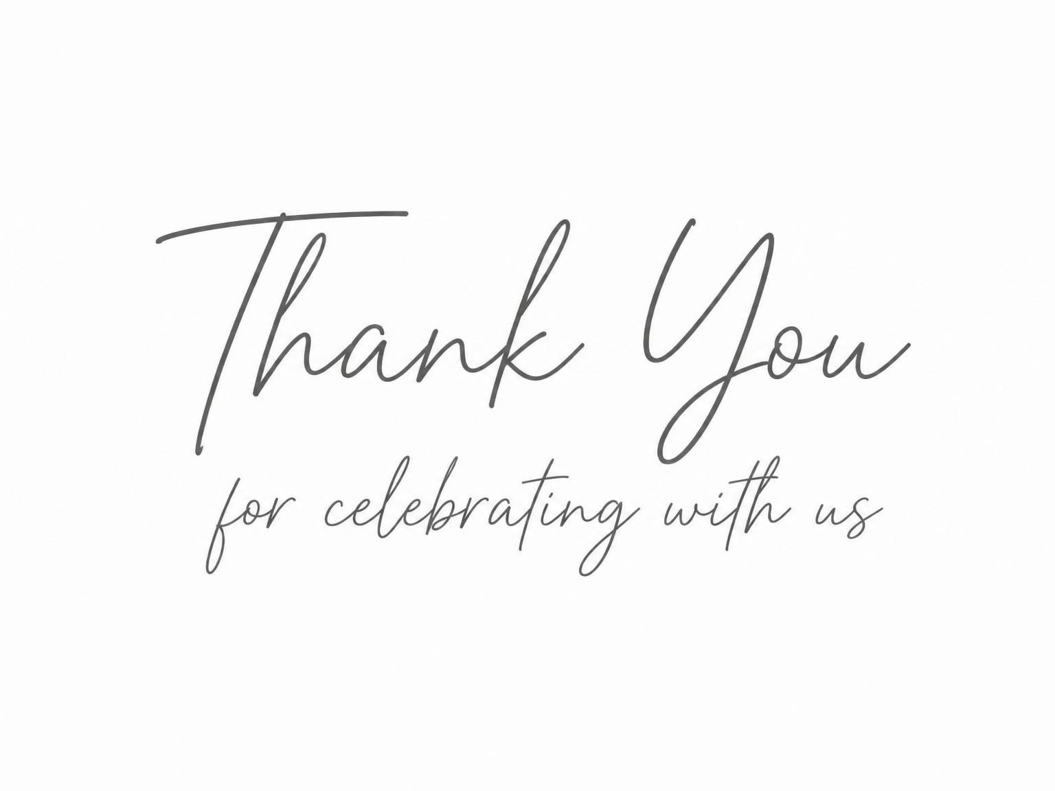 The matching thank-you card for the Charcoal Script Minimalist 18th Birthday invitation